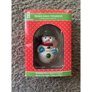 MerryBrite Snowman Blown Glass Christmas Tree Ornament